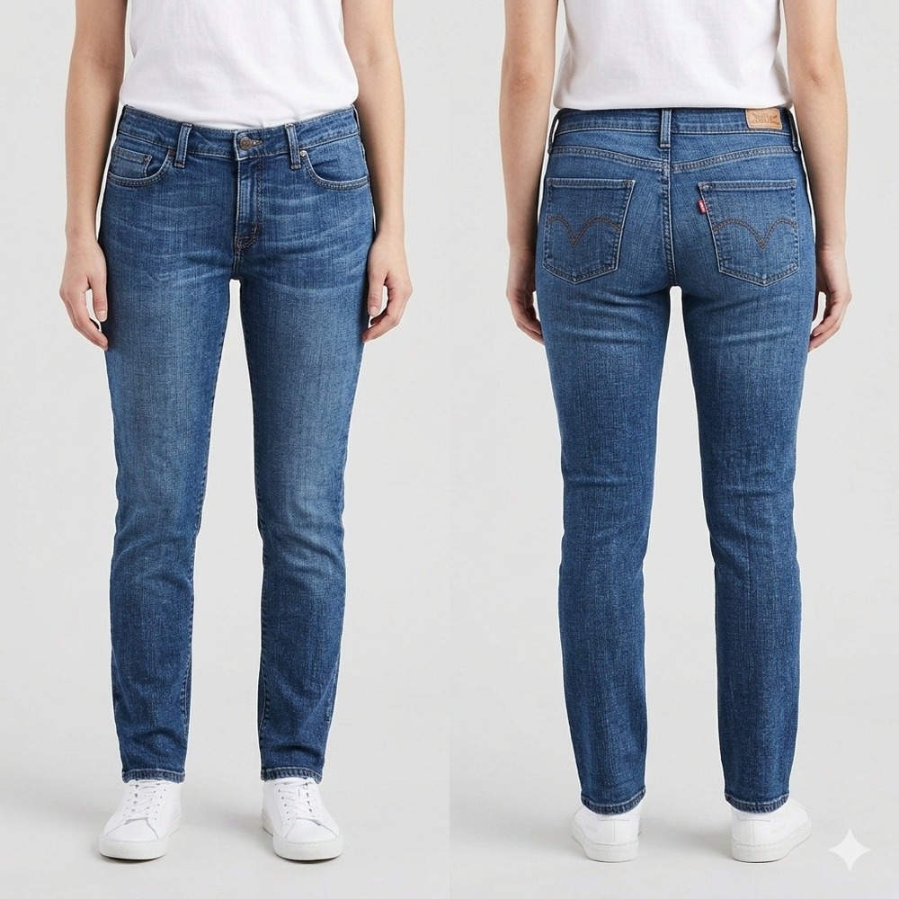 Levi's Mid Rise Skinny Jeans Women 12S Blue Medium Wash Stretch Denim